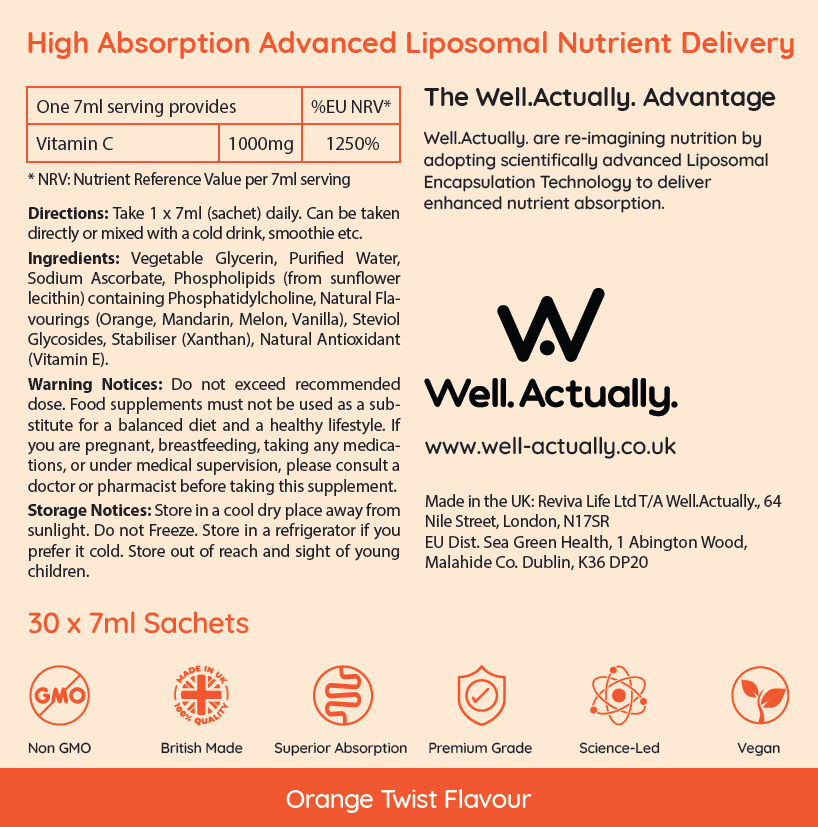 Liposomal Vitamin C (1000mg) Sachet - 7ml - 30 Pack