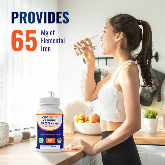 Vitamatic Carbonyl Iron 65mg with Vitamin C - 120 Tablets