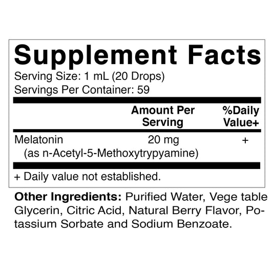 Melatonin 20mg Liquid Drops 50 ml Natural Berry Flavuor