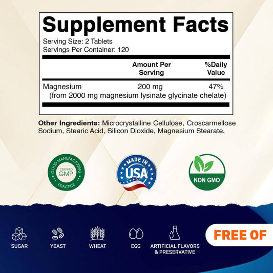 Vitamatic Magnesium Lysine Glycinate 2000mg - 240 Tablets