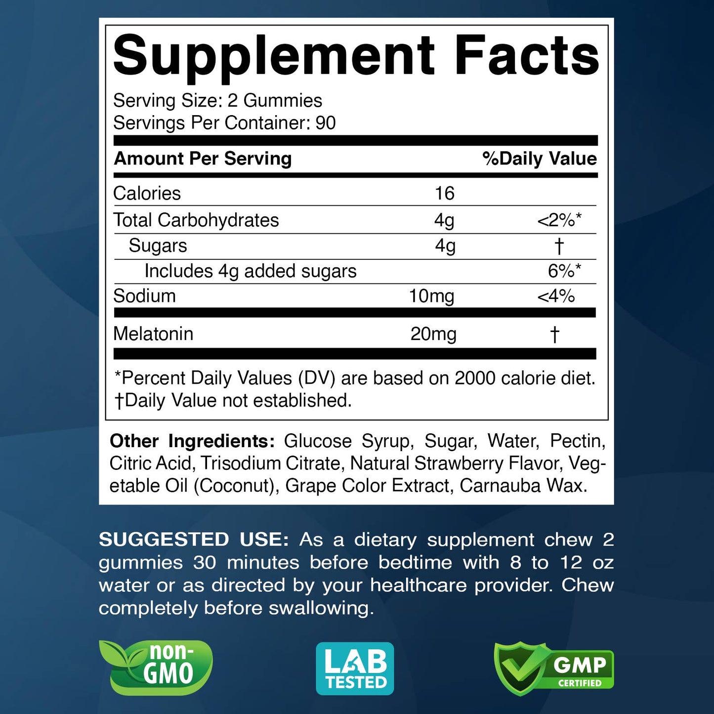 Vitabod Melatonin 20mg Gummies, 180 Count Strawberry Flavour