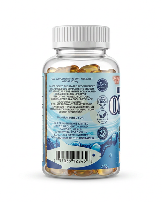 High Strength Fish Oil Omega-3 120 sofgels + 10% FREE total of 132 softgels