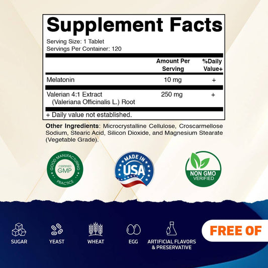 Vitamatic Melatonin with Valerian Root 4:1 Extract - 120 Tab