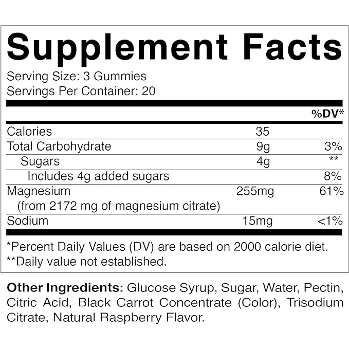MAGNESIUM CITRATE 60 GUMMIES 225MG PER SERVING