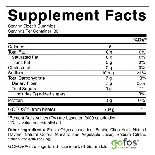 Prebiotic Fiber Gummies, 7G Extra Strength-240 Gummies