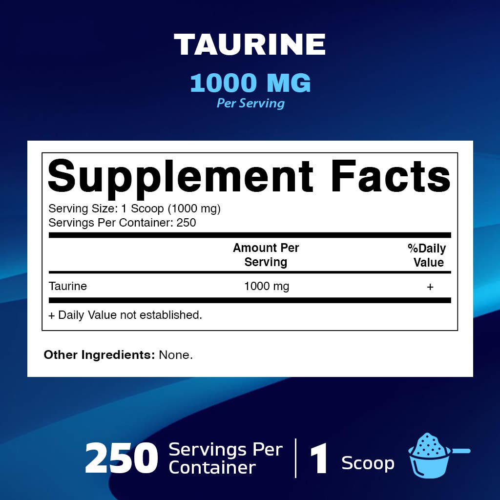 Vitamatic | Pure Taurine 1000mg | 250 Servings