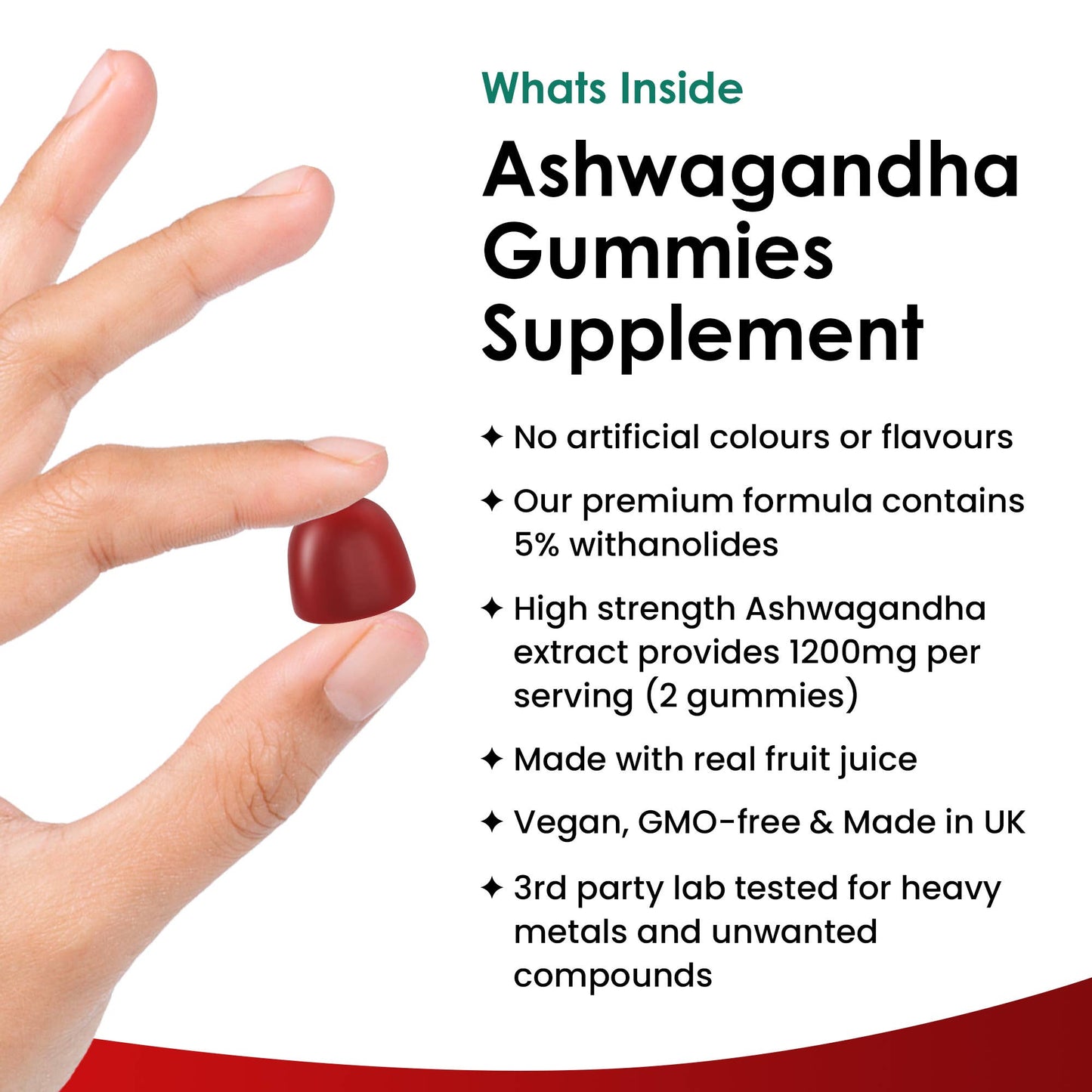 ASHWAGANDHA GUMMIES 1200MG 5% WITHANOLIDES 60 GUMMIES