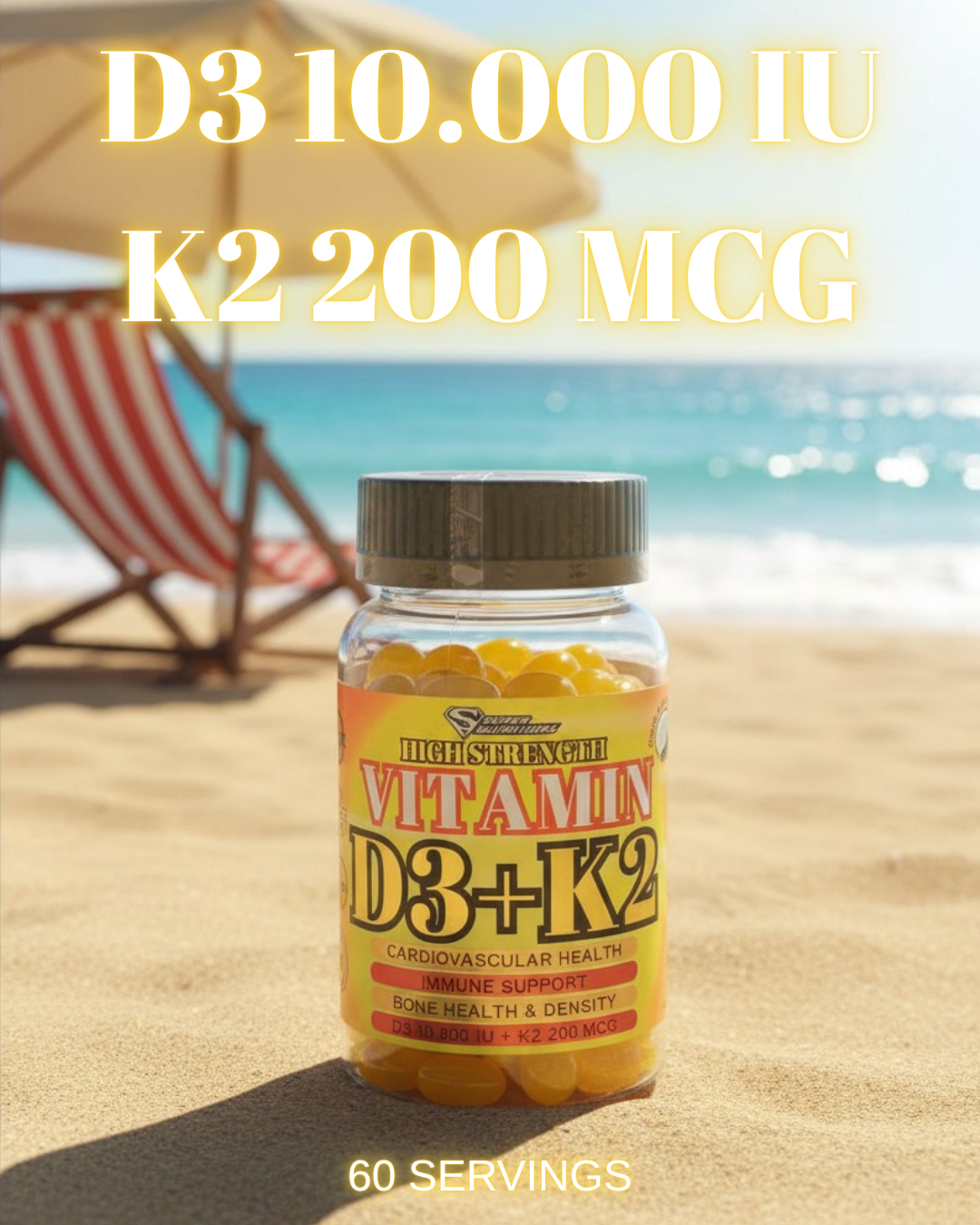 High Strength D3 + K2 (MK-7) 60 Softgels