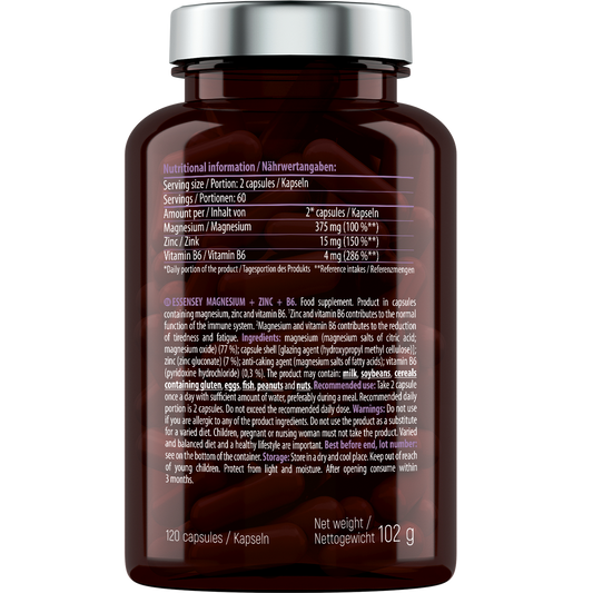 MAGNESIUM + ZINC + B6 120 CAPSULES