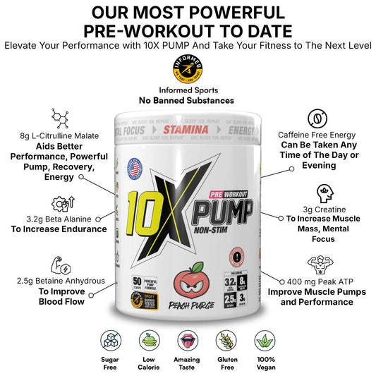 10X PUMP 600g: Caffeine-Free Pre-Workout