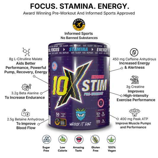 10X STIM 600g high stim pre workout
