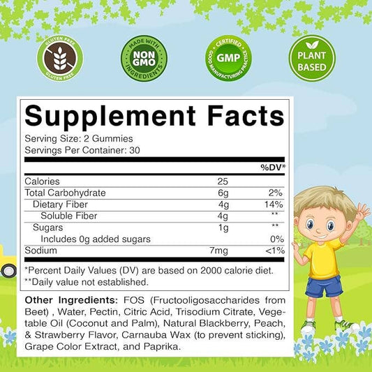Vitamatic Kids Prebiotic Fiber Gummies Zero Sugar 60 Count