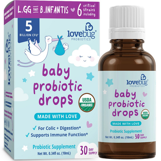 Organic Baby Probiotic Drops with Vitamin D 30 days supply
