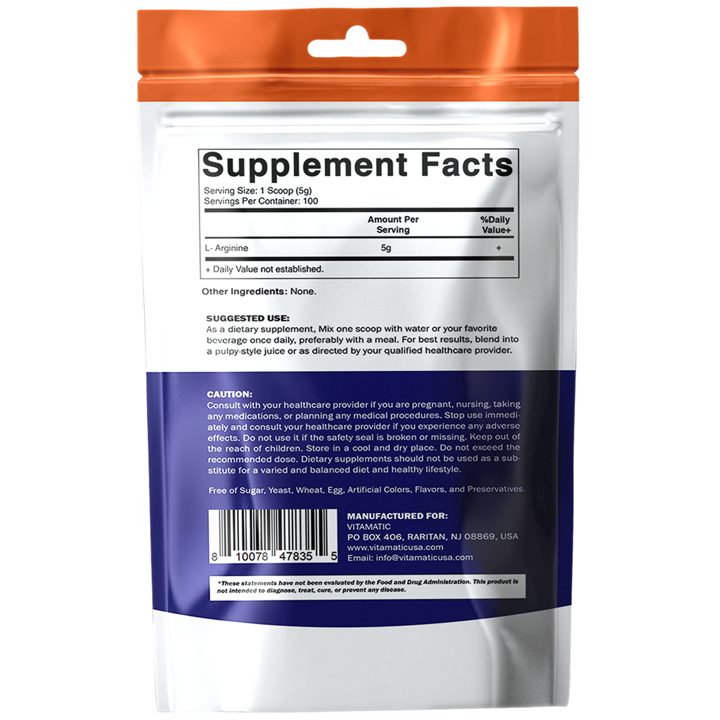 L-Arginine Pure Powder 500 Gram - 100 Servings