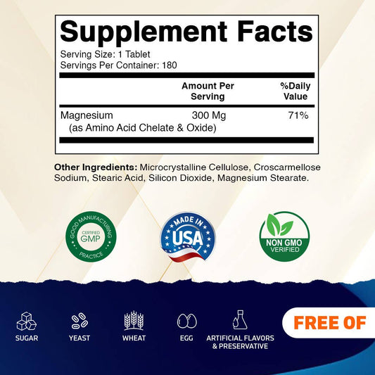 Chelated Magnesium 300mg 180 Tablets