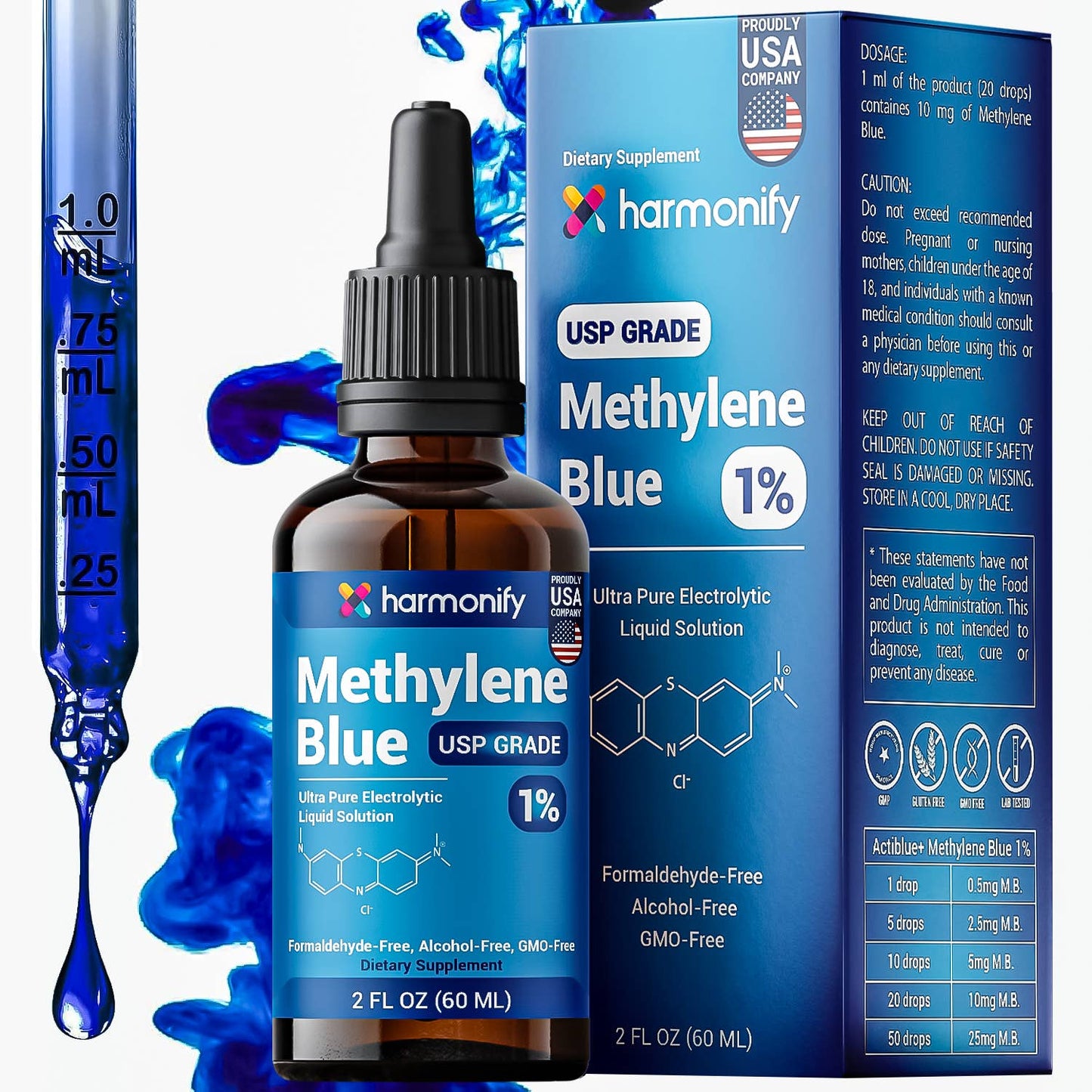 HARMONIFY Methylene Blue 60 ML (2 FL OZ) USP Grade %2