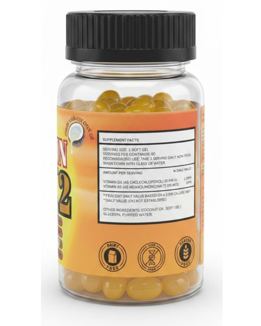High Strength D3 + K2 (MK-7) 60 Softgels