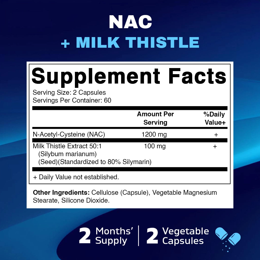 NAC + MILK THISTLE 120 VEGGIE CAPSULES