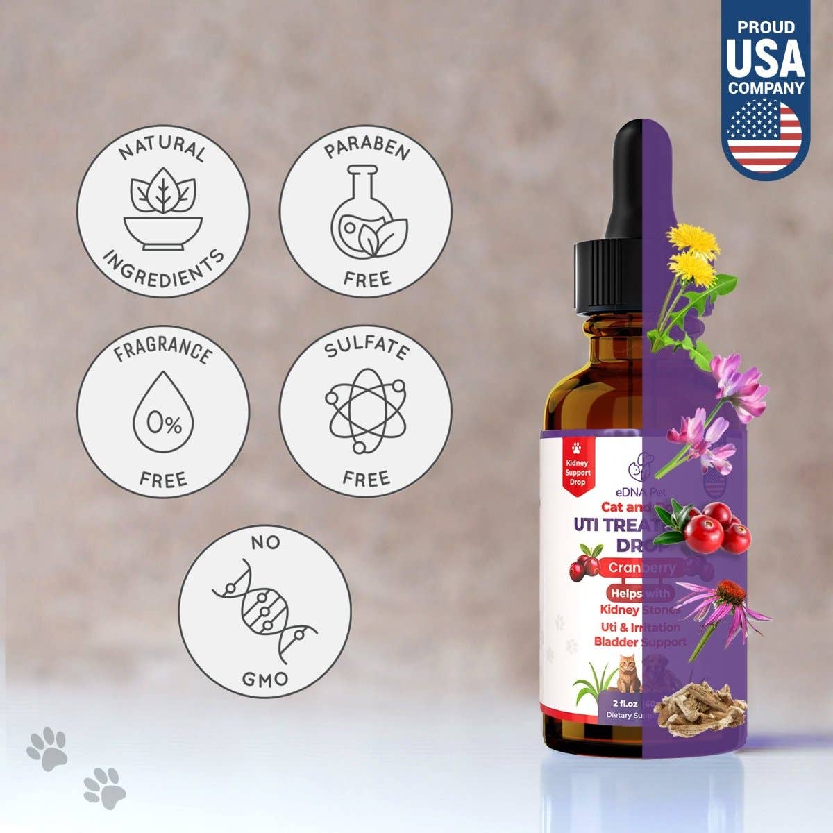 CAT AND DOG UTI TREATMENT DROP 60ML