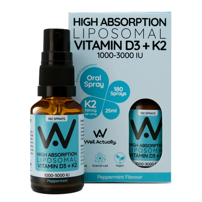 Vitamin D3 (2000IU) + K2 (100mcg) Liposomal Spray Peppermint