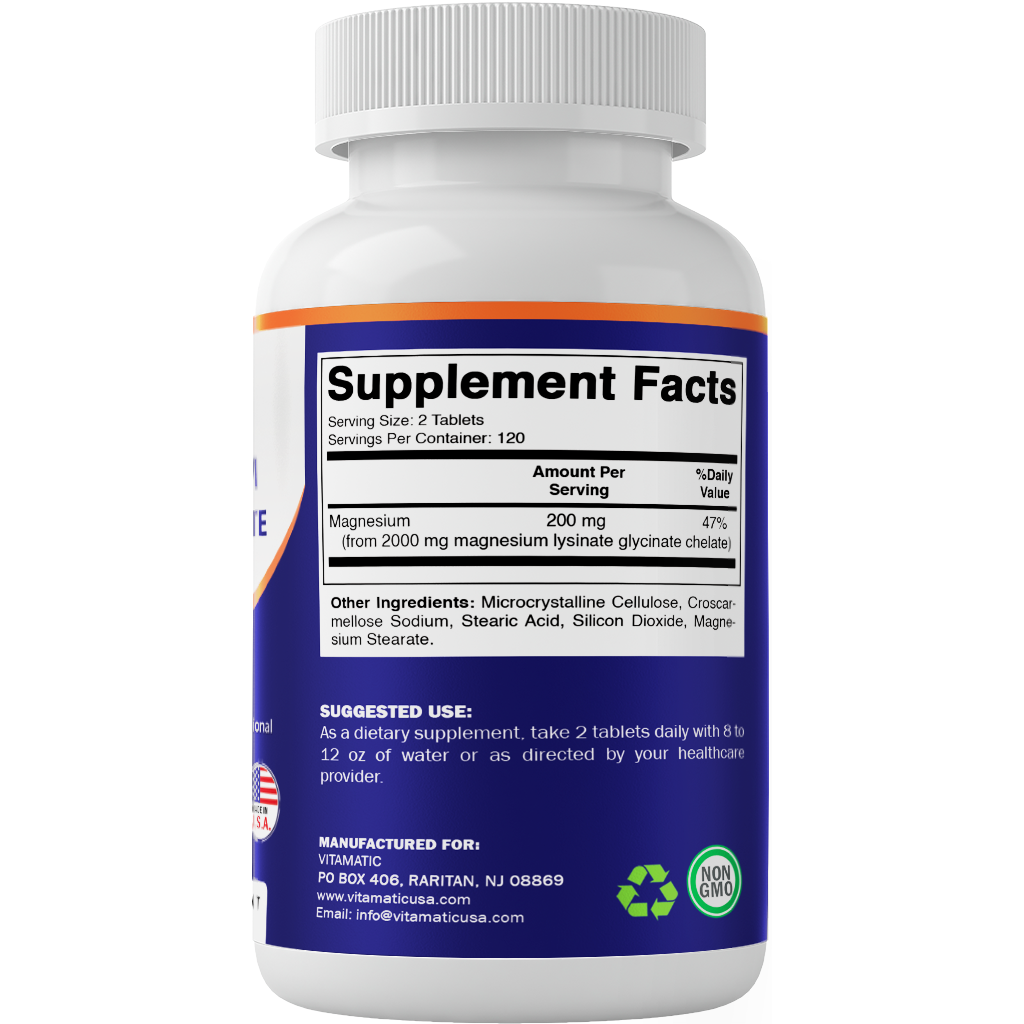 Vitamatic Magnesium Lysine Glycinate 2000mg - 240 Tablets
