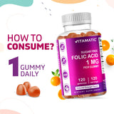 Vitamatic Folic Acid 1000mcg (1 mg) 120 gummies