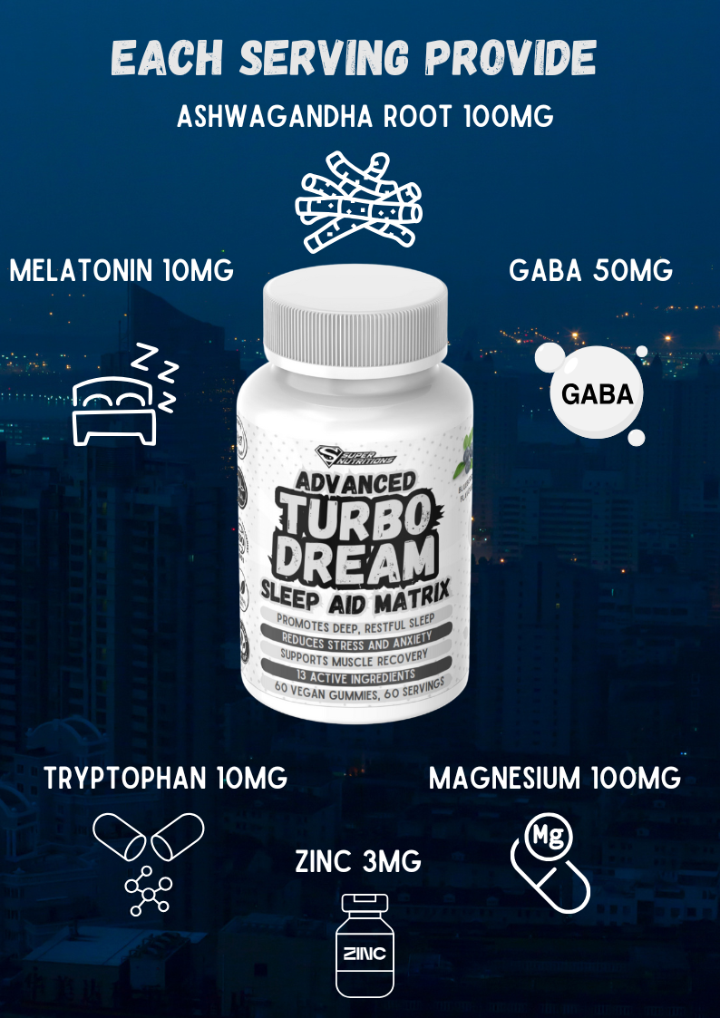 TURBO DREAM 60 GUMMIES ADVANCED SLEEP AID MATRIX