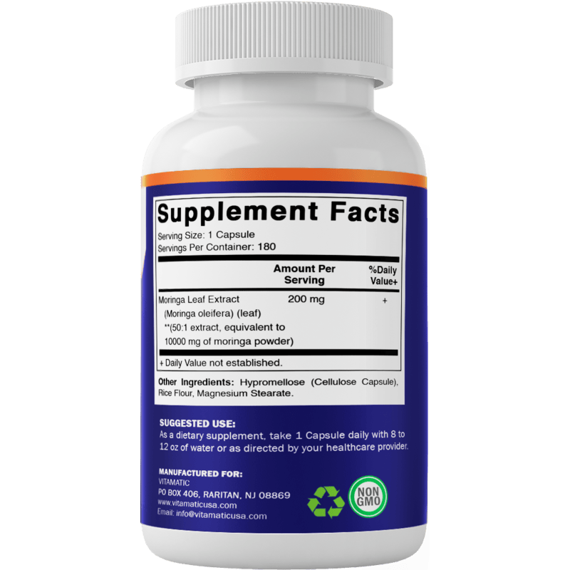 Vitamatic Moringa Leaf Extract 10,000mg - 180 Capsules