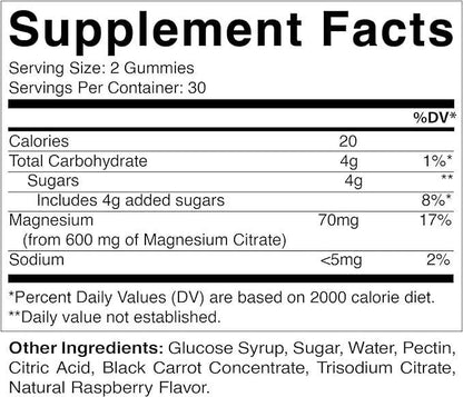 MAGNESIUM CITRATE GUMMIES 600MG PER SERVING 30 SERINGS