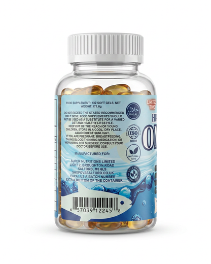 High Strength Fish Oil Omega-3 120 sofgels + 10% FREE total of 132 softgels