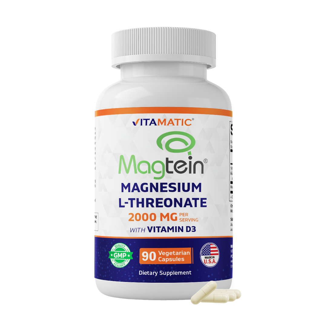 Vitamatic Magtein Magnesium L-Threonate 2000 mg with D3–90ct