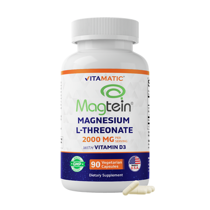 Vitamatic Magtein Magnesium L-Threonate 2000 mg with D3–90ct