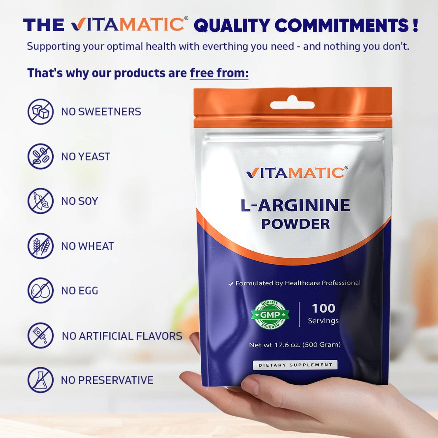 L-Arginine Pure Powder 500 Gram - 100 Servings