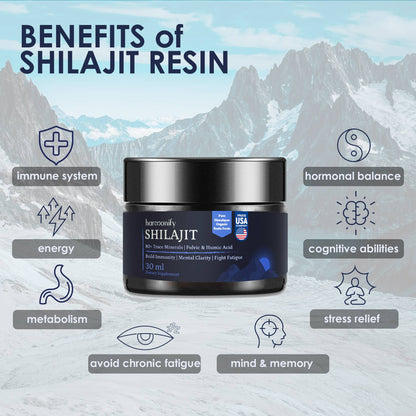 Shilajit Resin, Pure Himalayan Shilajit Gold Grade 100% Pure Shilajit with Fulvic Acid & 80+ Trace Minerals Complex for Energy & Immune Support, 60 Day Servings