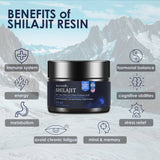 Shilajit Resin, Pure Himalayan Shilajit Gold Grade 100% Pure Shilajit with Fulvic Acid & 80+ Trace Minerals Complex for Energy & Immune Support, 60 Day Servings