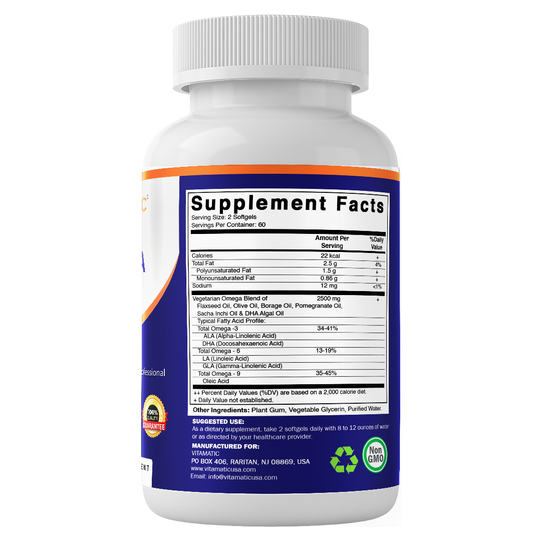 Vegan Omega 3-6-9 Complex 1250mg - 120 Softgels