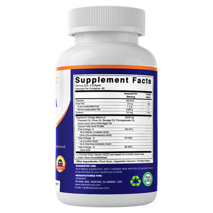 Vegan Omega 3-6-9 Complex 1250mg - 120 Softgels