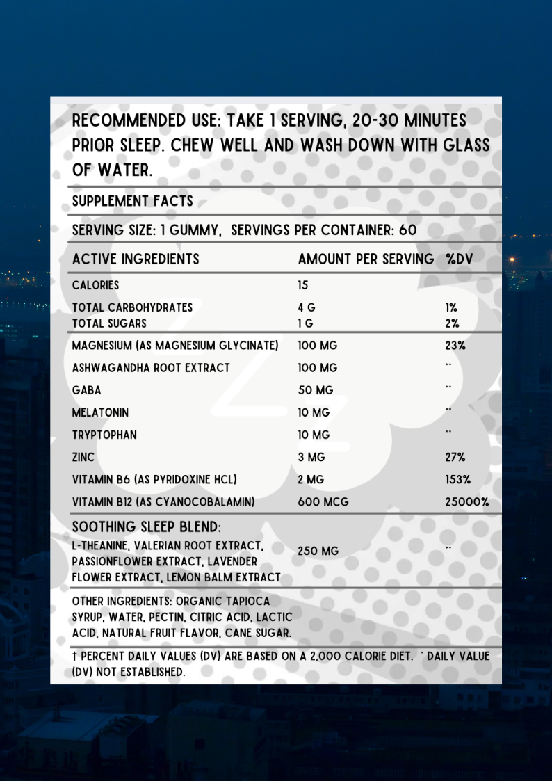 TURBO DREAM 60 GUMMIES ADVANCED SLEEP AID MATRIX