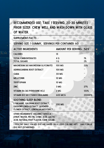 TURBO DREAM 60 GUMMIES ADVANCED SLEEP AID MATRIX