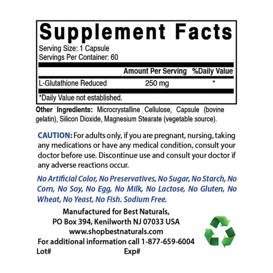 GLUTATHIONE REDUCED 250MG 60 CAPS