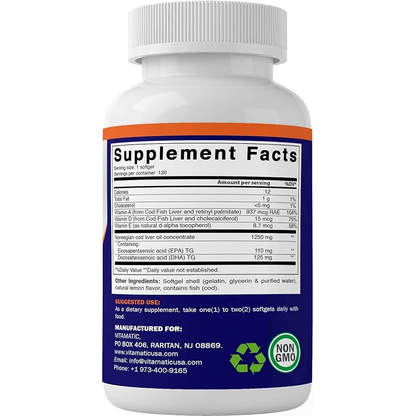 NORWEGIAN COD LIVER OIL 1250MG 120TABS