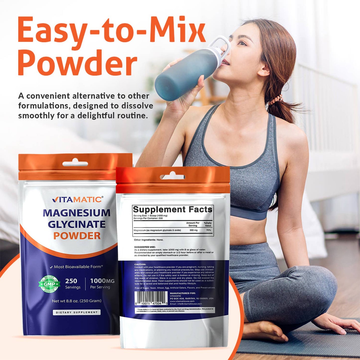 Magnesium powder (from Glycinate & Oxide) - 250 Grams