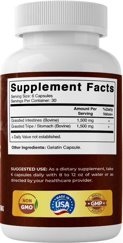 Grass-Fed Beef Intestines + Tripe 180 Capsules