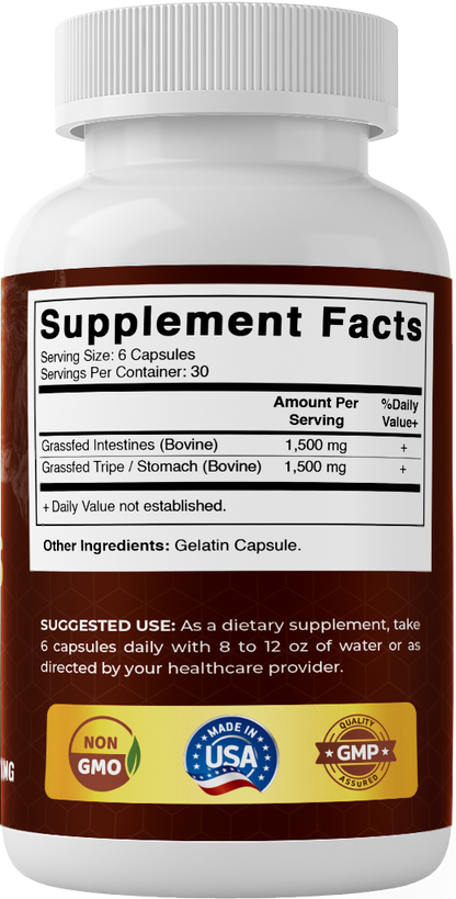Grass-Fed Beef Intestines + Tripe 180 Capsules
