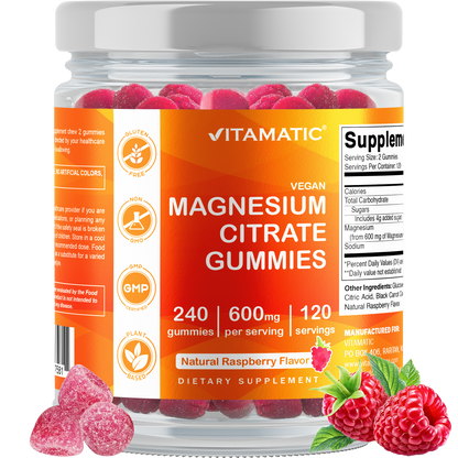 Vitamatic Magnesium Citrate Gummies 600mg per Serving - 240