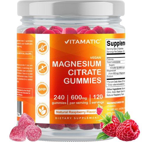 Vitamatic Magnesium Citrate Gummies 600mg per Serving - 240