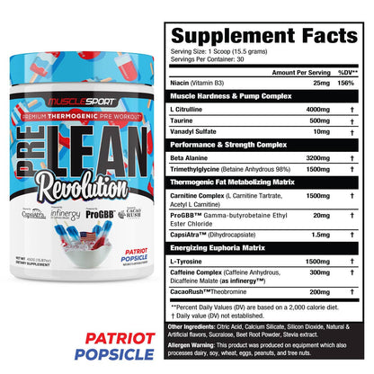 PreLean Revolution Thermogenic Pre-Workout by MuscleSport - 30 Servings