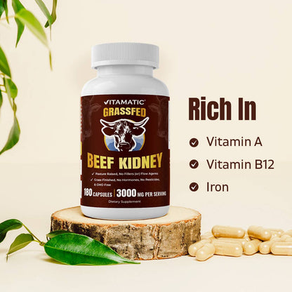 Grass Fed Beef Kidney with Liver - 180 Capsules