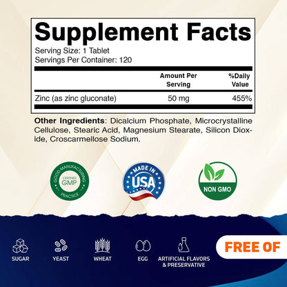 Vitamatic Zinc 50mg - 120 Tablets