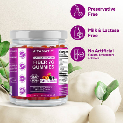 Prebiotic Fiber Gummies, 7G Extra Strength-240 Gummies